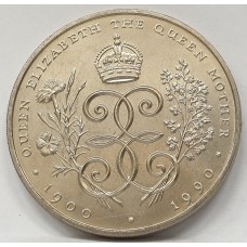BAILWICK OF JERSEY 1990 . TWO 2 POUNDS COIN . QUEEN MOTHER BIRTHDAY